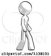 Halftone Design Mascot Woman Turned Right Front View
