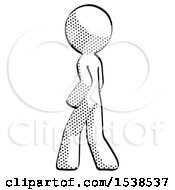 Poster, Art Print Of Halftone Design Mascot Man Walking Away Direction Left View