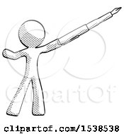 Halftone Design Mascot Man Pen Is Mightier Than The Sword Calligraphy Pose