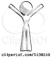 Poster, Art Print Of Halftone Design Mascot Woman With Arms Out Joyfully