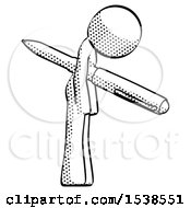 Poster, Art Print Of Halftone Design Mascot Woman Impaled Through Chest With Giant Pen