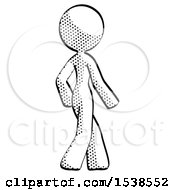 Poster, Art Print Of Halftone Design Mascot Woman Walking Away Direction Right View