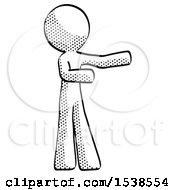 Poster, Art Print Of Halftone Design Mascot Man Presenting Something To His Left