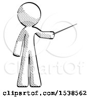 Halftone Design Mascot Man Teacher Or Conductor With Stick Or Baton Directing