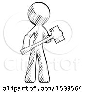 Poster, Art Print Of Halftone Design Mascot Man With Sledgehammer Standing Ready To Work Or Defend