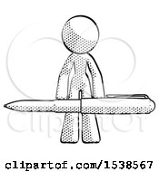 Poster, Art Print Of Halftone Design Mascot Woman Lifting A Giant Pen Like Weights