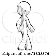 Poster, Art Print Of Halftone Design Mascot Man Walking Away Direction Right View