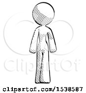 Poster, Art Print Of Halftone Design Mascot Woman Walking Front View