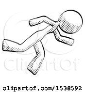 Halftone Design Mascot Woman Running While Falling Down