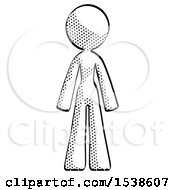 Halftone Design Mascot Woman Standing Facing Forward