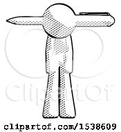 Halftone Design Mascot Man Head Impaled With Pen