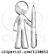 Halftone Design Mascot Man Holding Large Pen