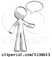 Poster, Art Print Of Halftone Design Mascot Man With Word Bubble Talking Chat Icon