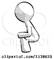 Halftone Design Mascot Man Squatting Facing Left