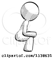 Poster, Art Print Of Halftone Design Mascot Woman Squatting Facing Right