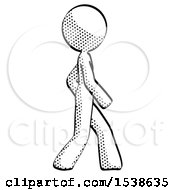 Halftone Design Mascot Woman Walking Right Side View