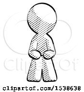 Poster, Art Print Of Halftone Design Mascot Man Squatting Facing Front