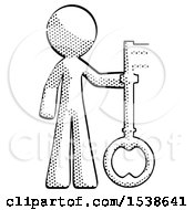 Poster, Art Print Of Halftone Design Mascot Man Holding Key Made Of Gold