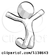 Halftone Design Mascot Man Jumping Or Kneeling With Gladness
