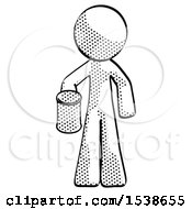 Halftone Design Mascot Man Begger Holding Can Begging Or Asking For Charity