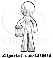 Halftone Design Mascot Woman Begger Holding Can Begging Or Asking For Charity