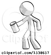 Halftone Design Mascot Man Begger Holding Can Begging Or Asking For Charity Facing Left