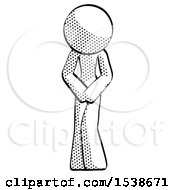 Poster, Art Print Of Halftone Design Mascot Female Bending Over Sick Or In Pain