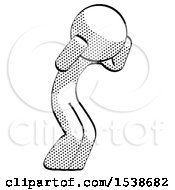 Halftone Design Mascot Man With Headache Or Covering Ears Turned To His Right
