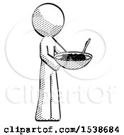 Halftone Design Mascot Man Holding Noodles Offering To Viewer