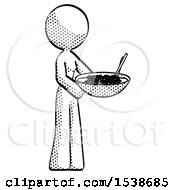 Halftone Design Mascot Woman Holding Noodles Offering To Viewer