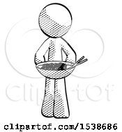 Halftone Design Mascot Man Serving Or Presenting Noodles