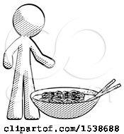Poster, Art Print Of Halftone Design Mascot Man And Noodle Bowl Giant Soup Restaraunt Concept
