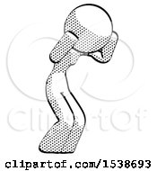 Halftone Design Mascot Woman With Headache Or Covering Ears Facing Turned To Her Right