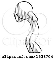 Halftone Design Mascot Man With Headache Or Covering Ears Turned To His Left