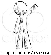 Poster, Art Print Of Halftone Design Mascot Man Waving Emphatically With Left Arm