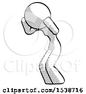 Halftone Design Mascot Woman With Headache Or Covering Ears Facing Turned To Her Left