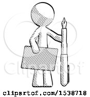 Poster, Art Print Of Halftone Design Mascot Man Holding Large Envelope And Calligraphy Pen