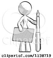 Poster, Art Print Of Halftone Design Mascot Woman Holding Large Envelope And Calligraphy Pen