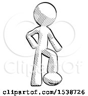 Halftone Design Mascot Man Standing With Foot On Football