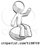 Poster, Art Print Of Halftone Design Mascot Man Sitting On Giant Football