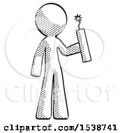 Halftone Design Mascot Man Holding Dynamite With Fuse Lit