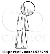 Halftone Design Mascot Man Depressed With Head Down Turned Right