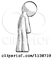Poster, Art Print Of Halftone Design Mascot Man Depressed With Head Down Back To Viewer Right