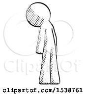 Poster, Art Print Of Halftone Design Mascot Man Depressed With Head Down Back To Viewer Left