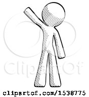 Halftone Design Mascot Man Waving Emphatically With Right Arm