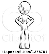 Halftone Design Mascot Woman Hands On Hips