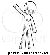 Halftone Design Mascot Woman Waving Emphatically With Right Arm
