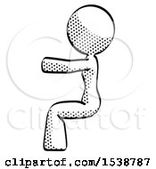 Halftone Design Mascot Woman In Sitting Or Driving Position