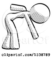 Halftone Design Mascot Woman Bent Over Picking Something Up
