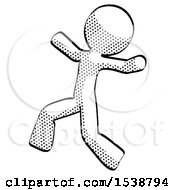 Poster, Art Print Of Halftone Design Mascot Man Running Away In Hysterical Panic Direction Left
